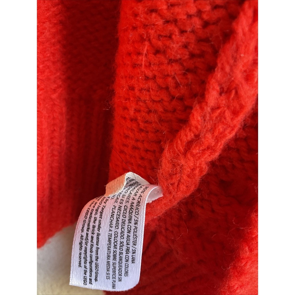 LEGO Target Women's Red Bobble Popcorn Knit Open Front Long Duster Sweater Sz M - Picture 6 of 9